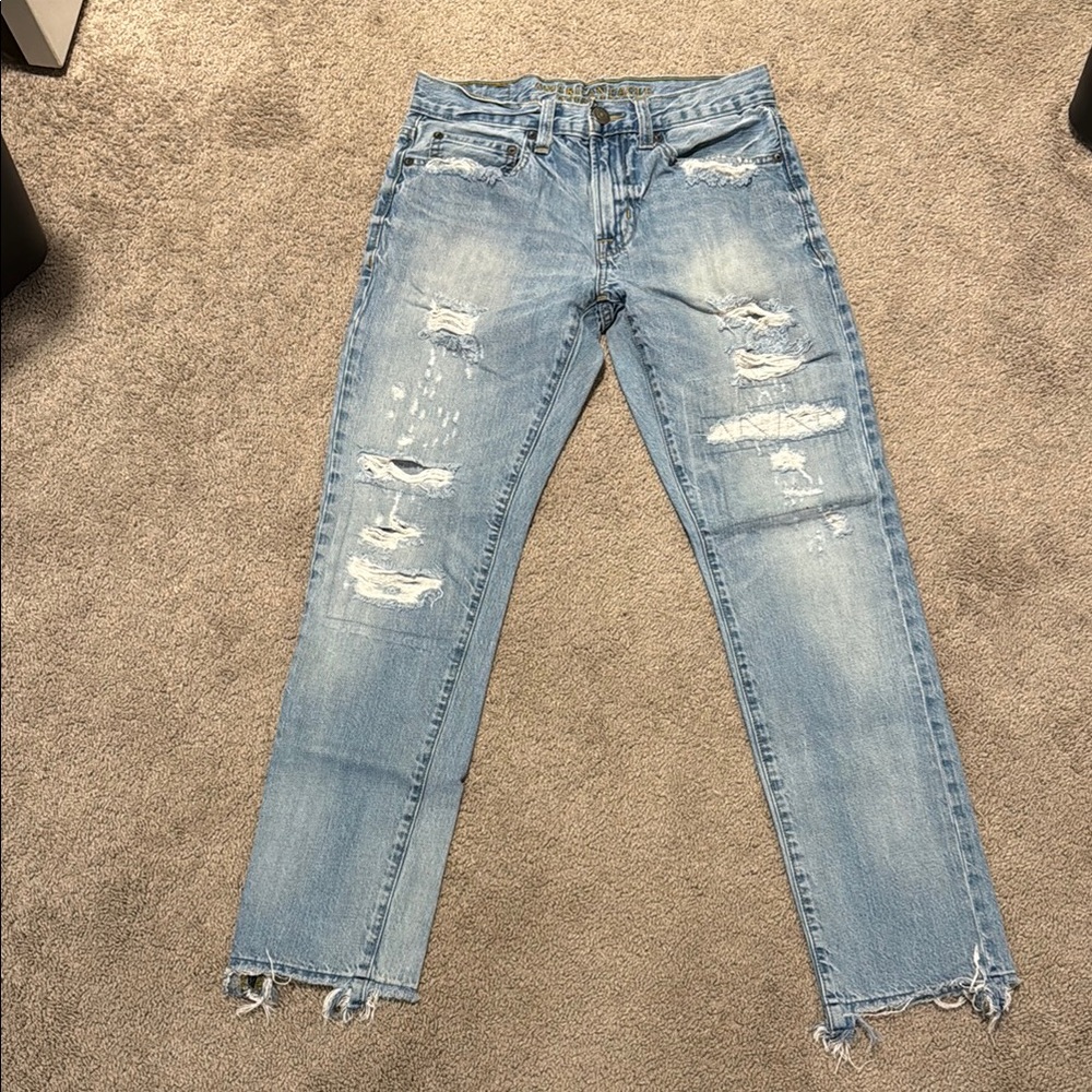 American Eagle Outfitters Light Blue Distressed Slim Jeans